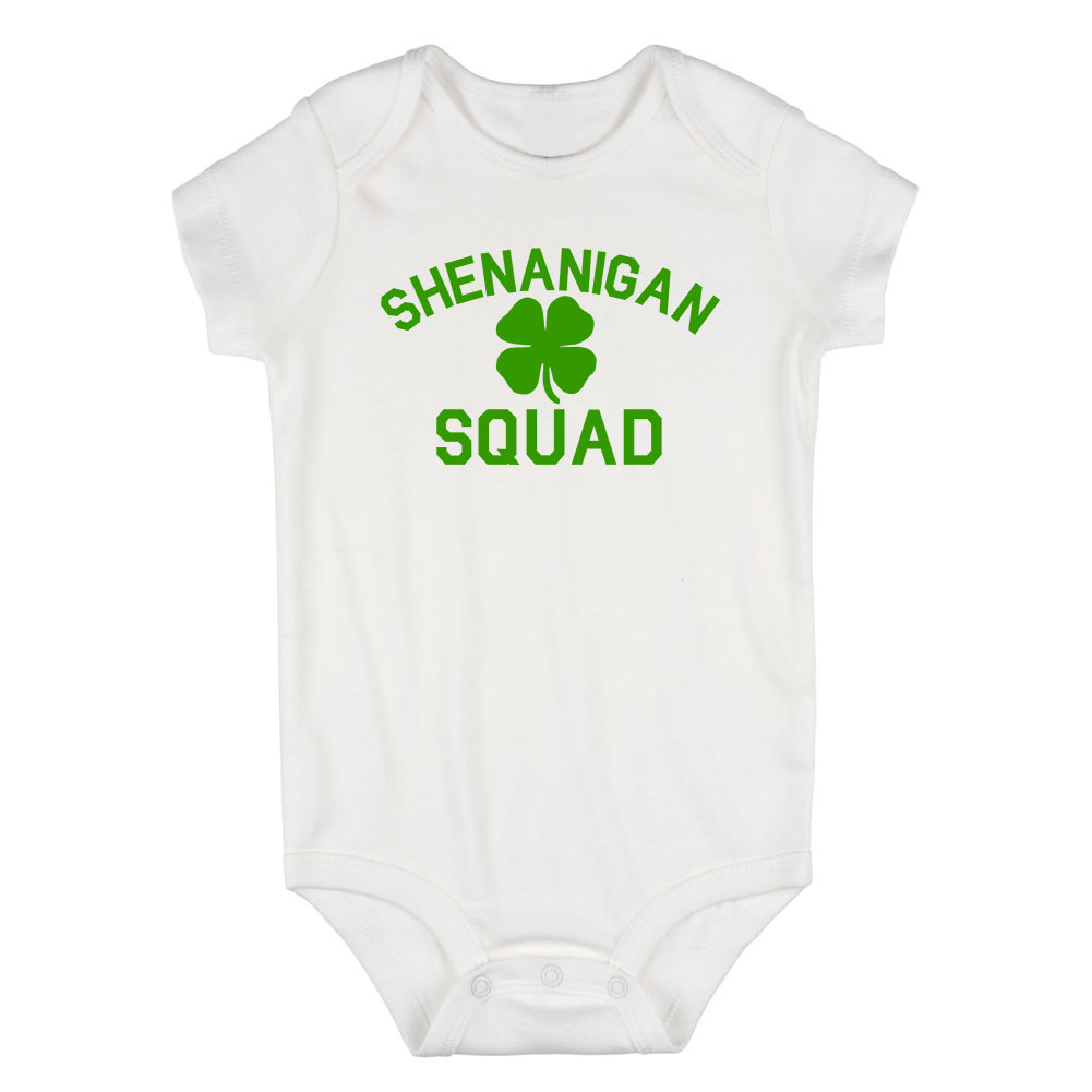 Shenanigan Squad St Patricks Day Green Infant Baby Boys Bodysuit White