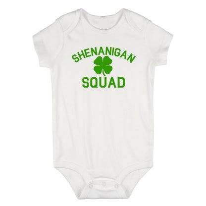 Shenanigan Squad St Patricks Day Green Infant Baby Boys Bodysuit White