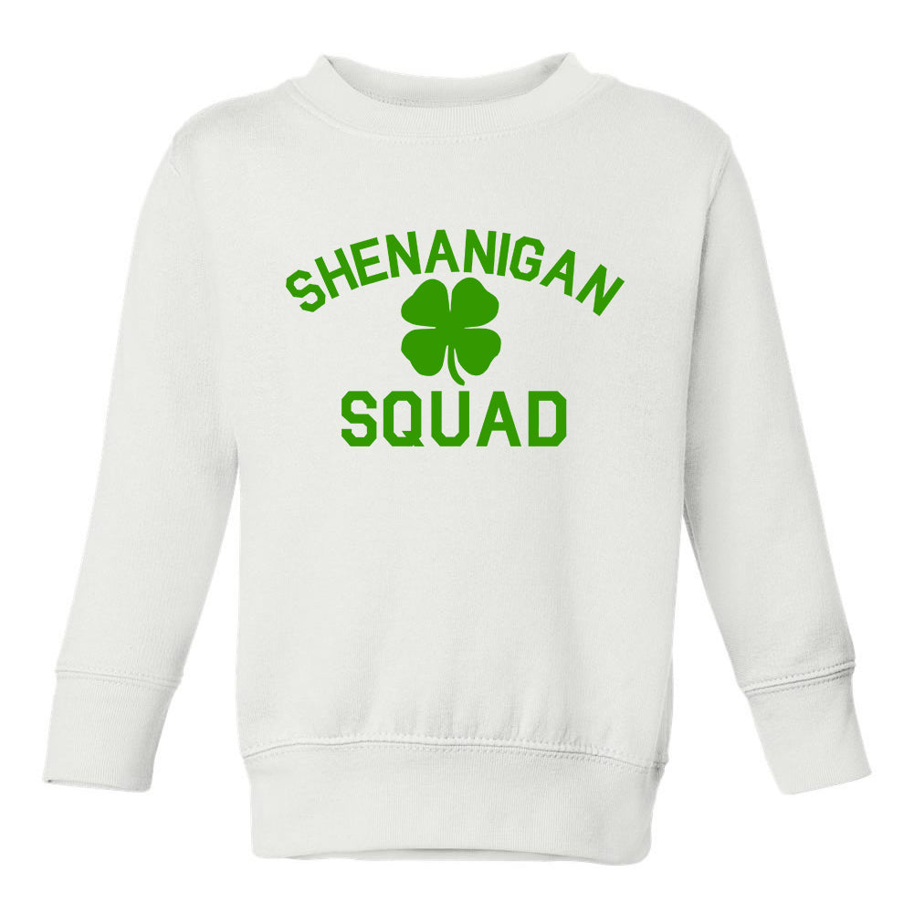 Shenanigan Squad St Patricks Day Green Toddler Boys Crewneck Sweatshirt White