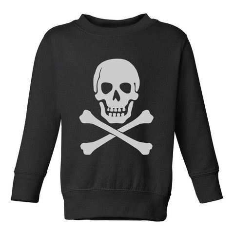 Skull And Crossbones Toddler Boys Crewneck Sweatshirt Black