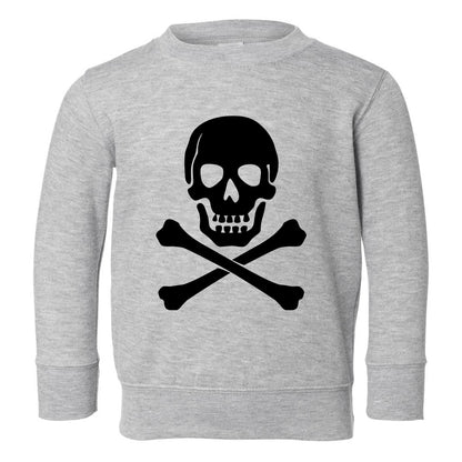 Skull And Crossbones Toddler Boys Crewneck Sweatshirt Grey