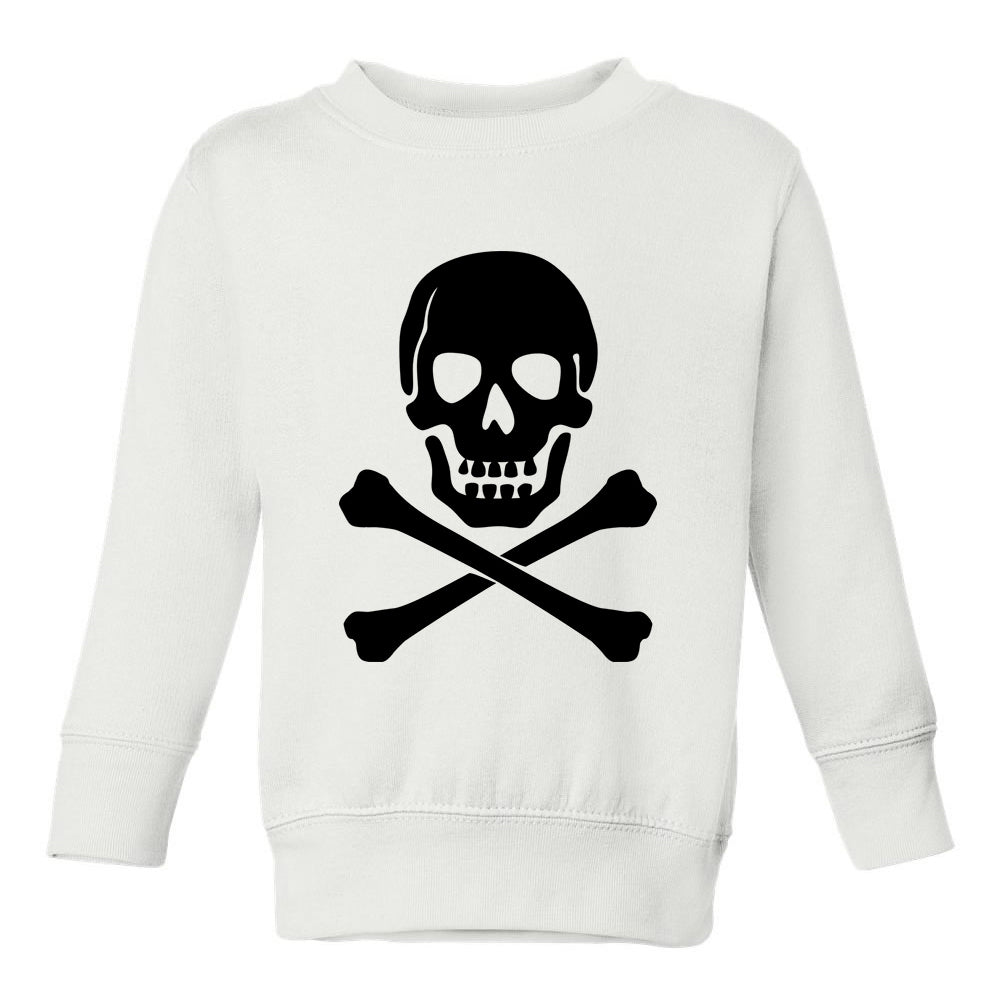 Skull And Crossbones Toddler Boys Crewneck Sweatshirt White