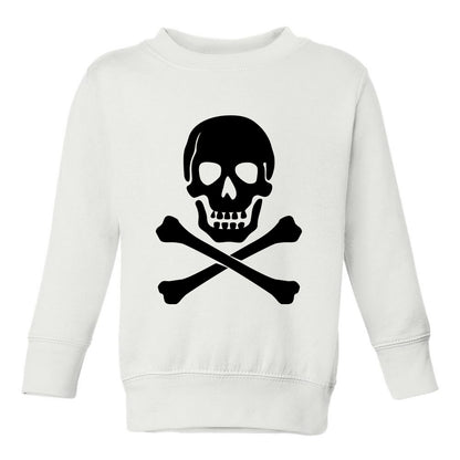 Skull And Crossbones Toddler Boys Crewneck Sweatshirt White