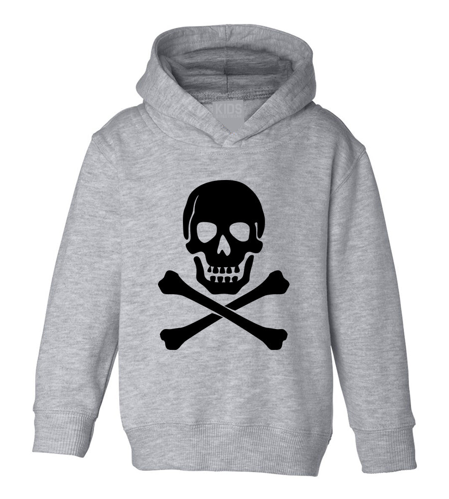 Skull And Crossbones Toddler Boys Pullover Hoodie Grey