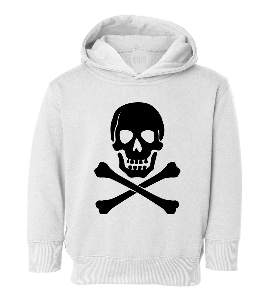 Skull And Crossbones Toddler Boys Pullover Hoodie White