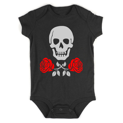 Skull And Roses Infant Baby Boys Bodysuit Black