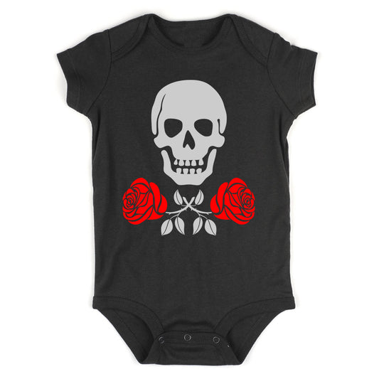 Skull And Roses Infant Baby Boys Bodysuit Black