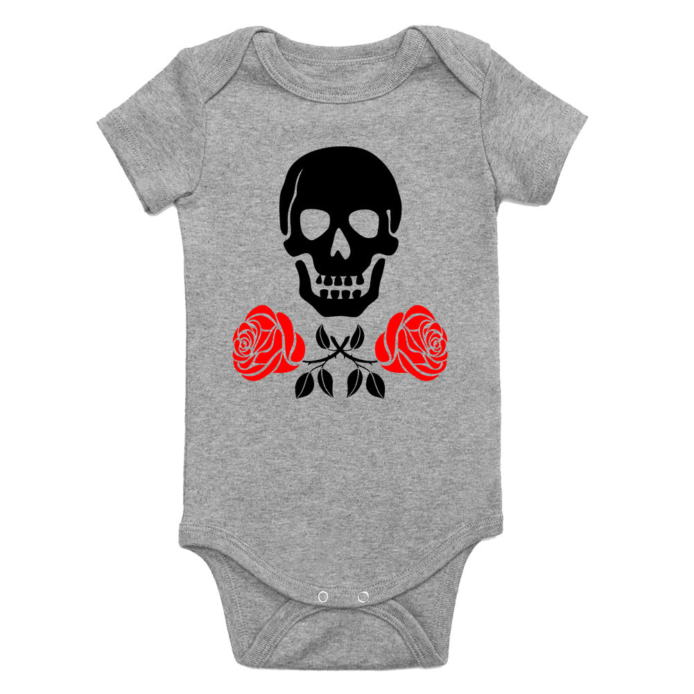 Skull And Roses Infant Baby Boys Bodysuit Grey