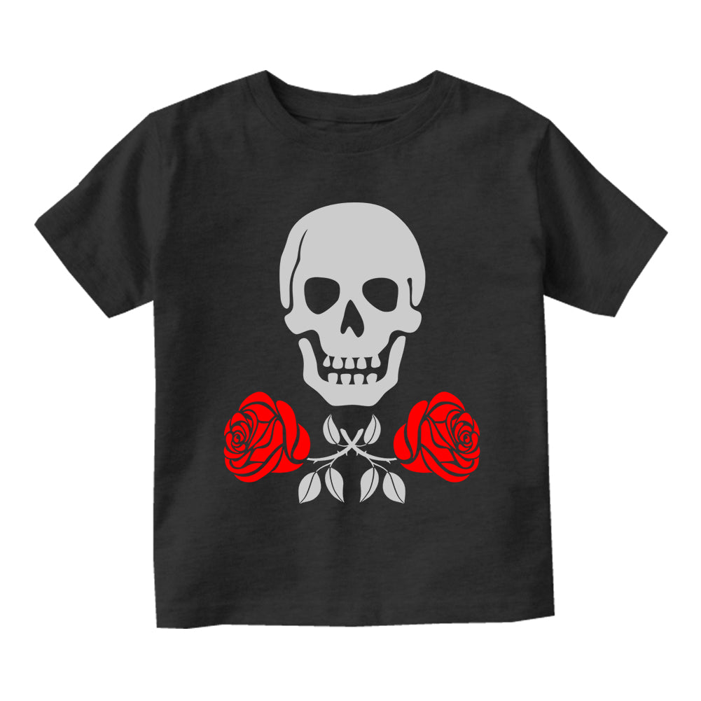 Skull And Roses Infant Baby Boys Short Sleeve T-Shirt Black