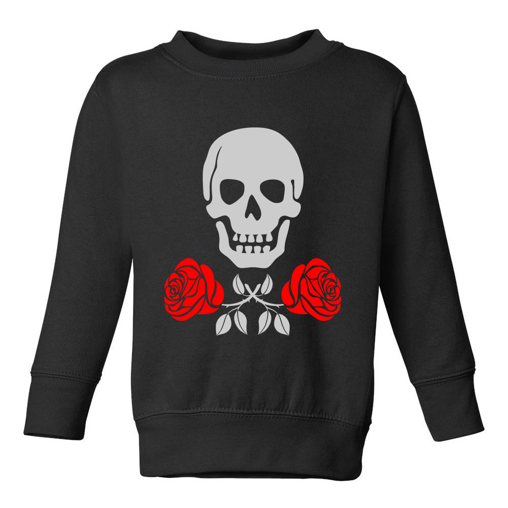 Skull And Roses Toddler Boys Crewneck Sweatshirt Black