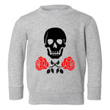 Skull And Roses Toddler Boys Crewneck Sweatshirt Grey
