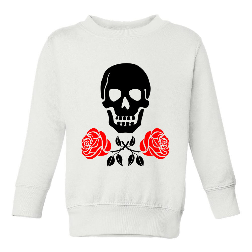 Skull And Roses Toddler Boys Crewneck Sweatshirt White