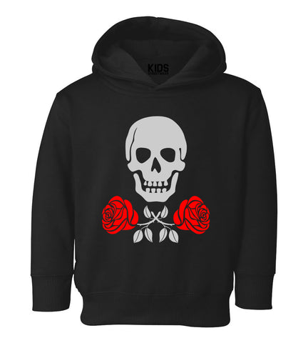 Skull And Roses Toddler Boys Pullover Hoodie Black