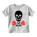 Skull And Roses Toddler Boys Short Sleeve T-Shirt Grey
