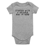 Started WIth A Backrub Woes Infant Baby Boys Bodysuit Grey