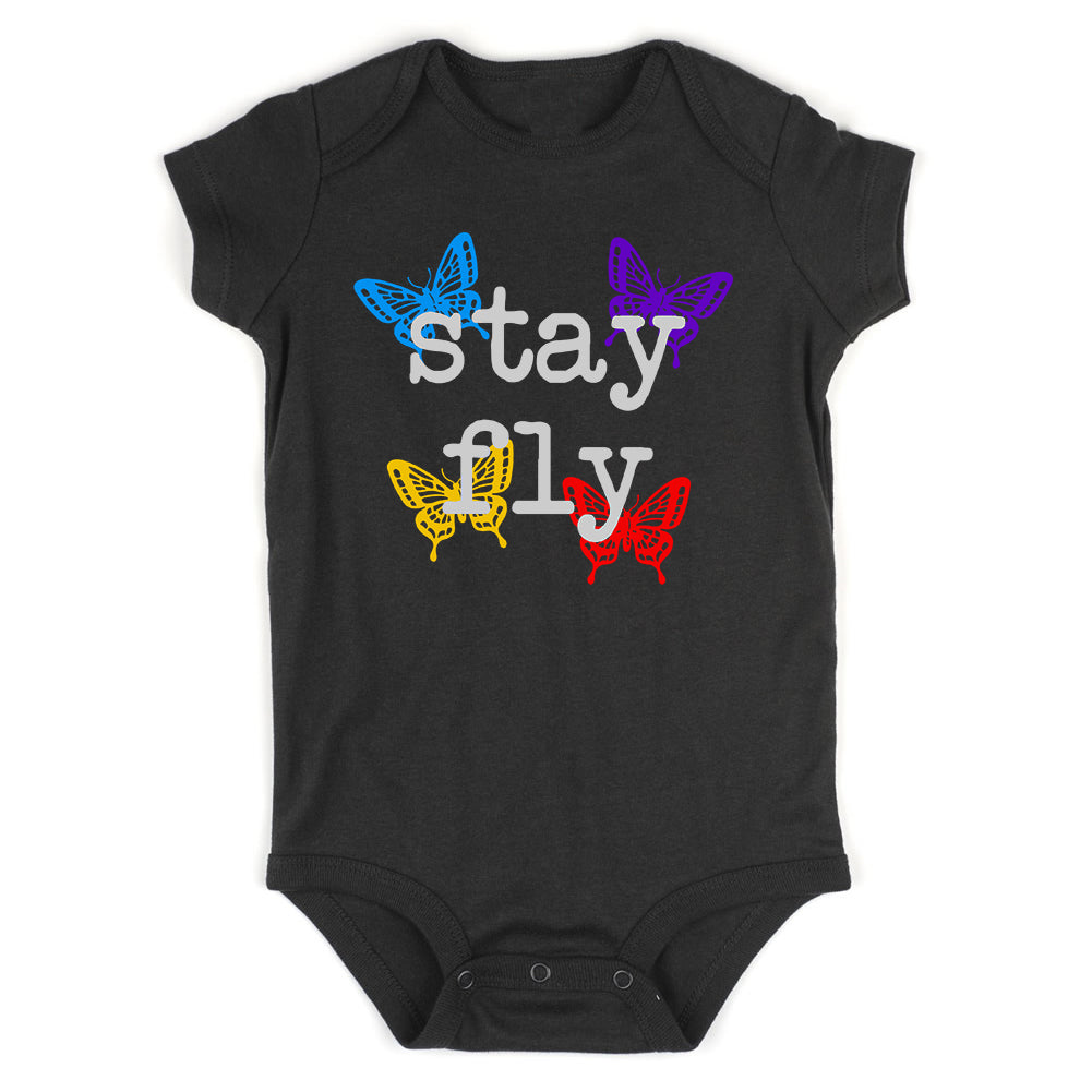 Stay Fly Butterfly Colorful Infant Baby Boys Bodysuit Black