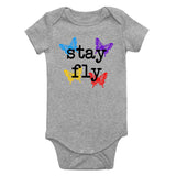 Stay Fly Butterfly Colorful Infant Baby Boys Bodysuit Grey