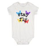Stay Fly Butterfly Colorful Infant Baby Boys Bodysuit White
