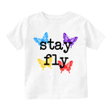 Stay Fly Butterfly Colorful Infant Baby Boys Short Sleeve T-Shirt White