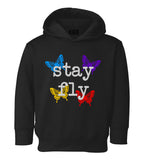 Stay Fly Butterfly Colorful Toddler Boys Pullover Hoodie Black