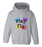 Stay Fly Butterfly Colorful Toddler Boys Pullover Hoodie Grey
