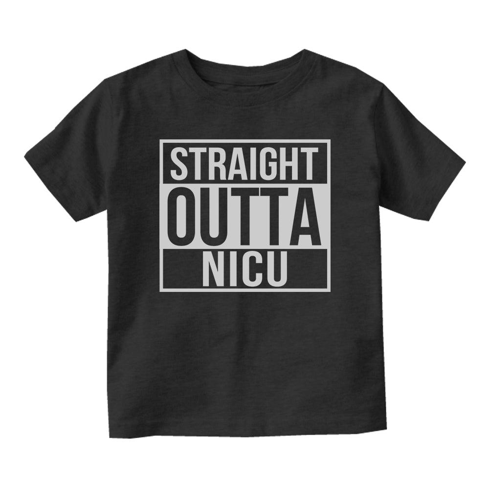 Straight Outta NICU Hospital Baby Toddler Short Sleeve T-Shirt Black