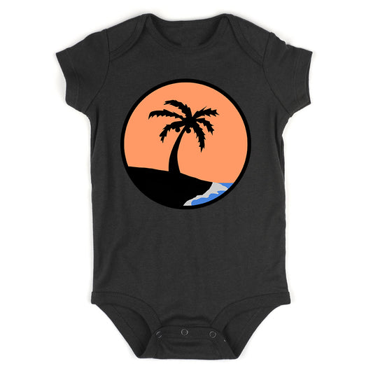 Sunset Palm Tree Infant Baby Boys Bodysuit Black