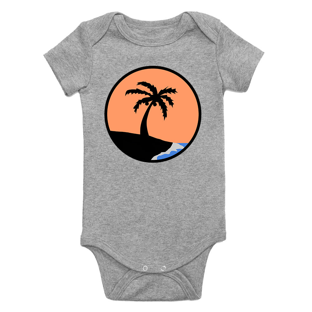 Sunset Palm Tree Infant Baby Boys Bodysuit Grey