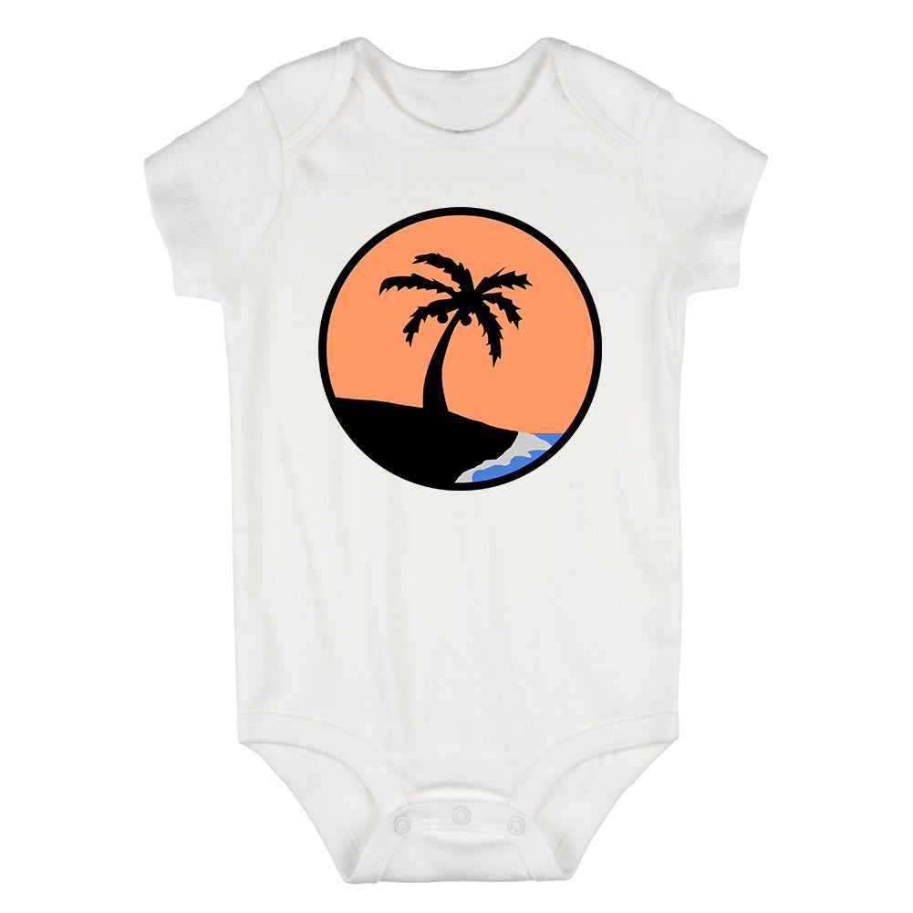 Sunset Palm Tree Infant Baby Boys Bodysuit White