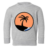 Sunset Palm Tree Toddler Boys Crewneck Sweatshirt Grey