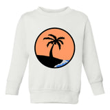 Sunset Palm Tree Toddler Boys Crewneck Sweatshirt White