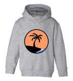 Sunset Palm Tree Toddler Boys Pullover Hoodie Grey