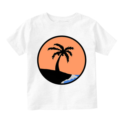 Sunset Palm Tree Toddler Boys Short Sleeve T-Shirt White