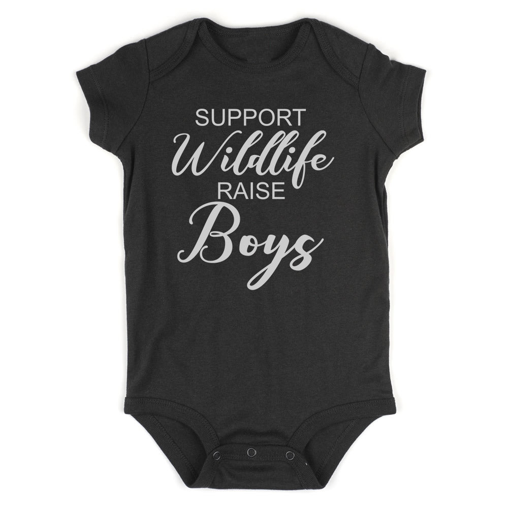 Support Wildlife Raise Boys Baby Bodysuit One Piece Black