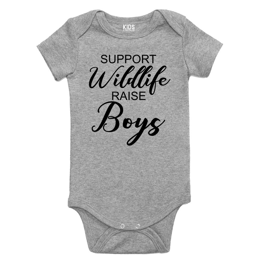 Support Wildlife Raise Boys Baby Bodysuit One Piece Grey