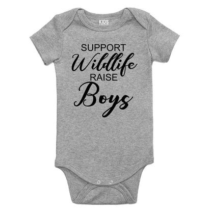 Support Wildlife Raise Boys Baby Bodysuit One Piece Grey