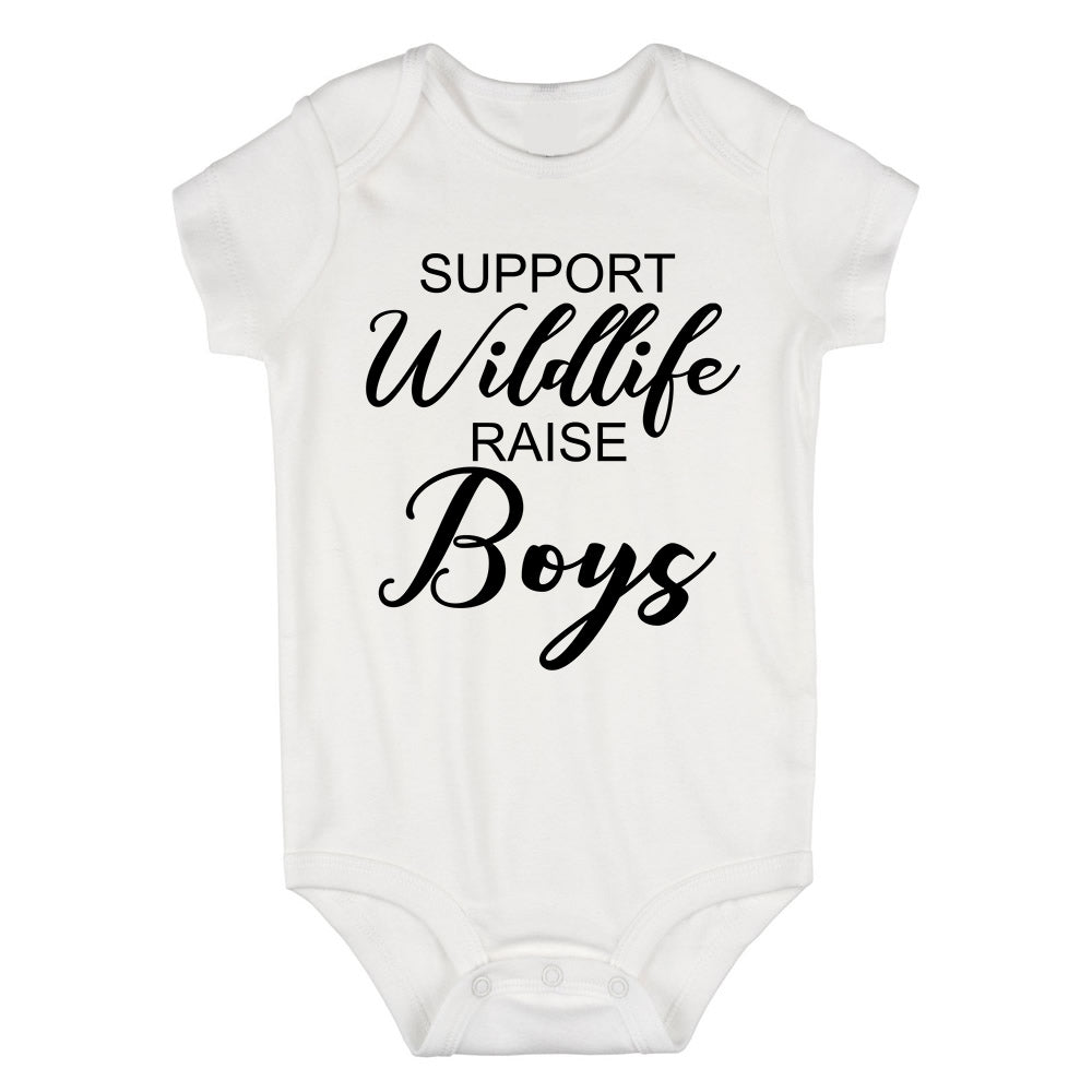 Support Wildlife Raise Boys Baby Bodysuit One Piece White