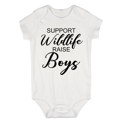 Support Wildlife Raise Boys Baby Bodysuit One Piece White