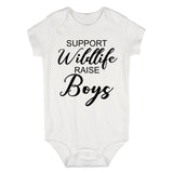 Support Wildlife Raise Boys Baby Bodysuit One Piece White