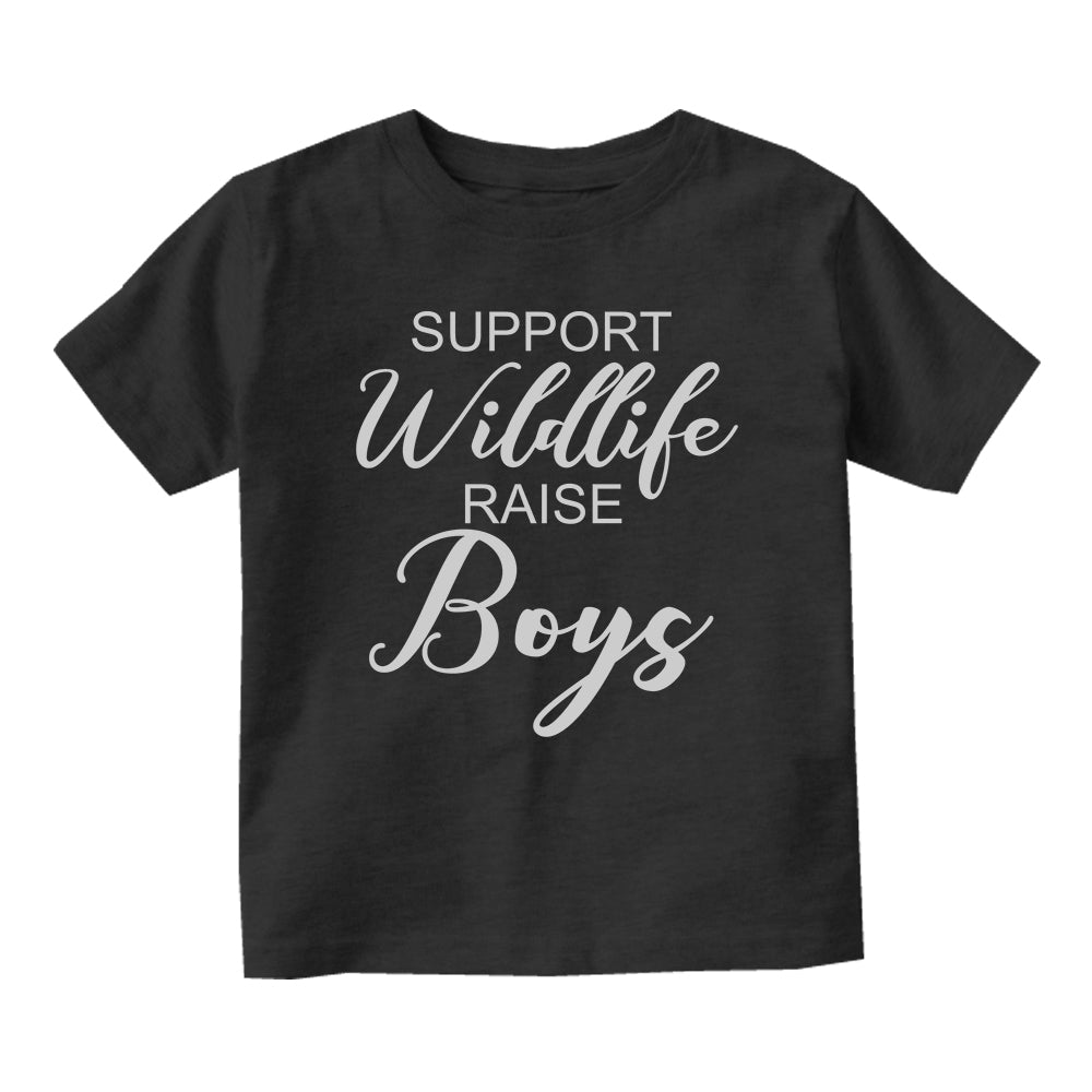 Support Wildlife Raise Boys Baby Toddler Short Sleeve T-Shirt Black