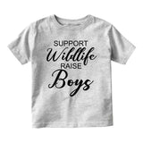 Support Wildlife Raise Boys Baby Toddler Short Sleeve T-Shirt Grey