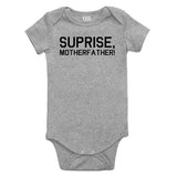 Suprise Mother Father Announcement Baby Bodysuit One Piece Grey