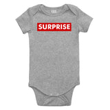 Suprise Red Box Announcement Baby Bodysuit One Piece Grey