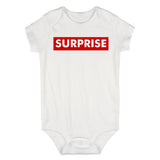 Suprise Red Box Announcement Baby Bodysuit One Piece White
