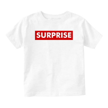 Suprise Red Box Announcement Baby Toddler Short Sleeve T-Shirt White