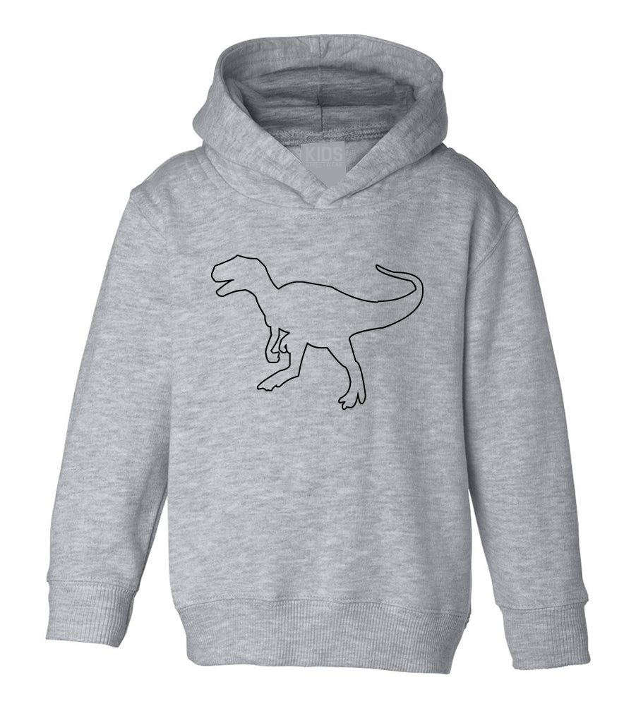 T Rex Dinosaur Outline Toddler Boys Pullover Hoodie Grey