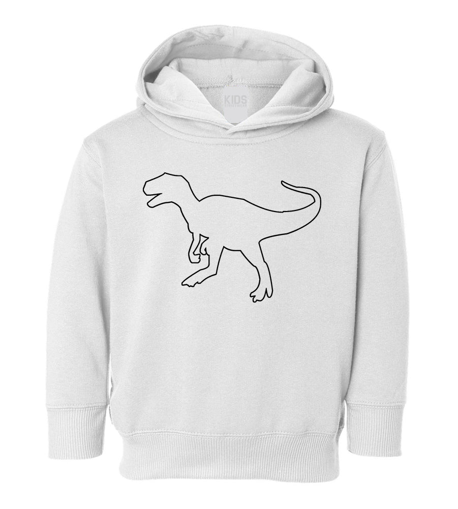 T Rex Dinosaur Outline Toddler Boys Pullover Hoodie White