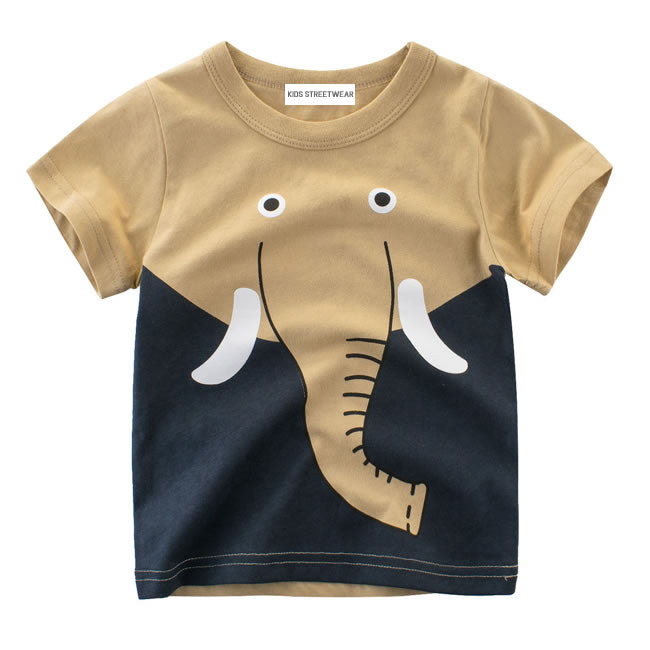 Big Elephant Face Graphic RM Toddler Boys Short Sleeve T-Shirt