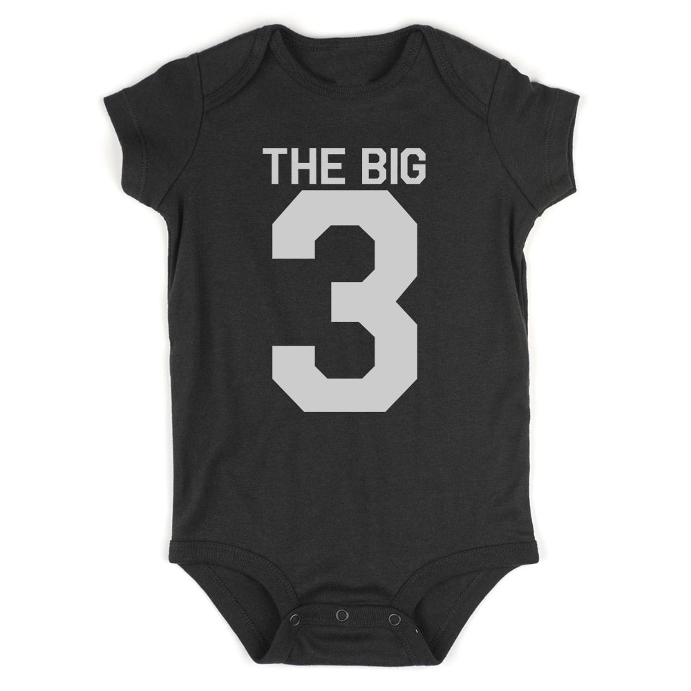 The Big 3 3rd Birthday Party Baby Bodysuit One Piece Black