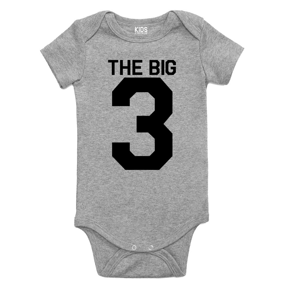 The Big 3 3rd Birthday Party Baby Bodysuit One Piece Grey